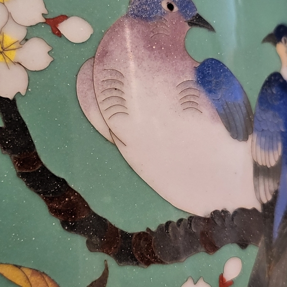 Japanese Cloisonne Enamel Vase Floral Bird Motif late 19th/Early 20th Century - Picture 13 of 16